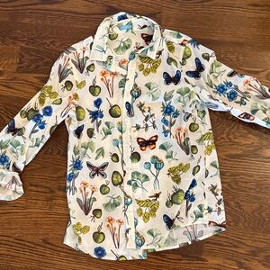J McLaughlin Floral and Butterfly Print Blouse